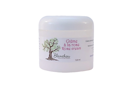 Creme a lhuile essentielle de rose naturelle Savonnerie Blanchou fabriquee a Cowansville Quebec 120 ml
